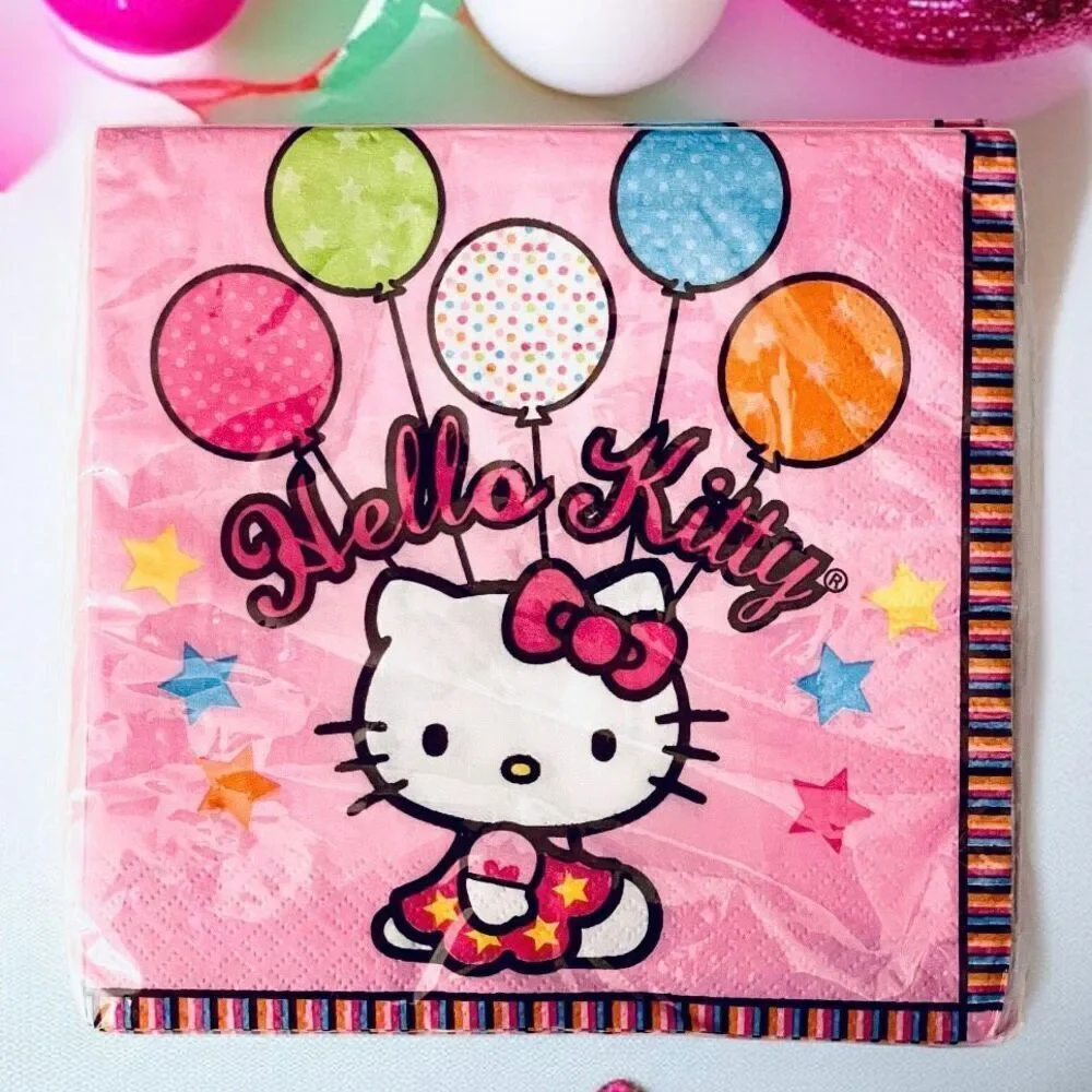 NWT Sanrio 32 Pink HELLO KITTY Balloons 16 Pack(x2) 2 Ply Birthday Paper Napkins